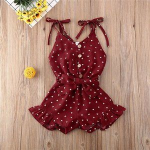 Girls Polka Dot Sleeves Stringy Selvedge Design Romper